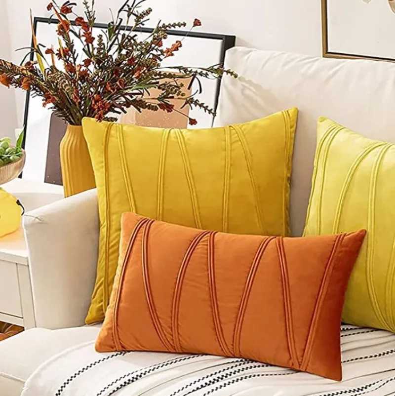 Velvet Throw Covers Modern Decorative Couch Throws Square Soft Cozy Gift cases Halloween Home Decor Orange YellowM251119