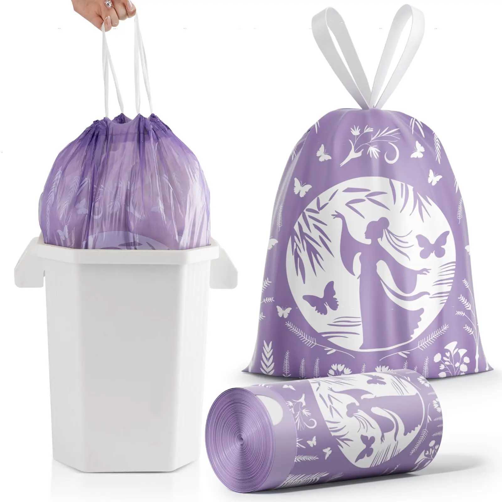 8 Gallon Lavender Drawstring Garbage Bag Household Thick Handheld Large Non Tear Plastic Bags C251119