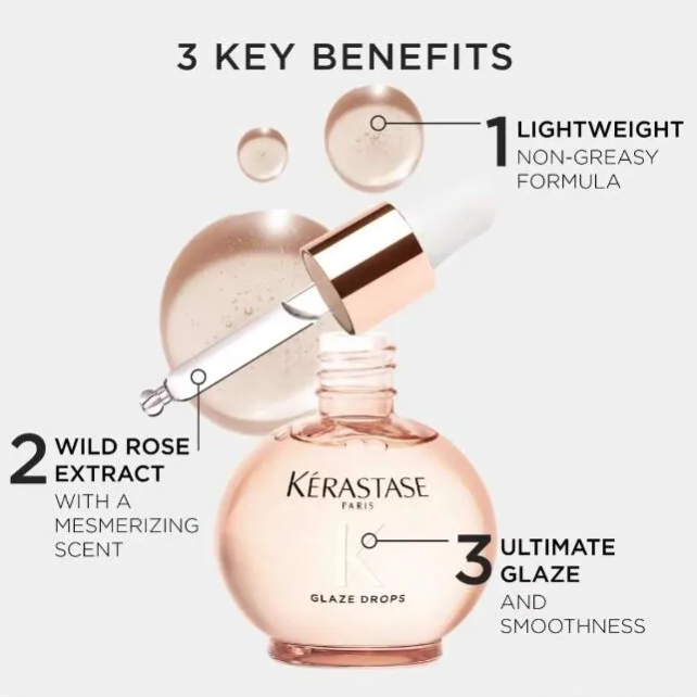 KERASTASE Gloss Absolu Glaze Drops Wild Rose In Oil 45ml Huile capillaire Hair oil Anti frizz Hair Care Oil Smooth Repair Nourishing Essential Oil
