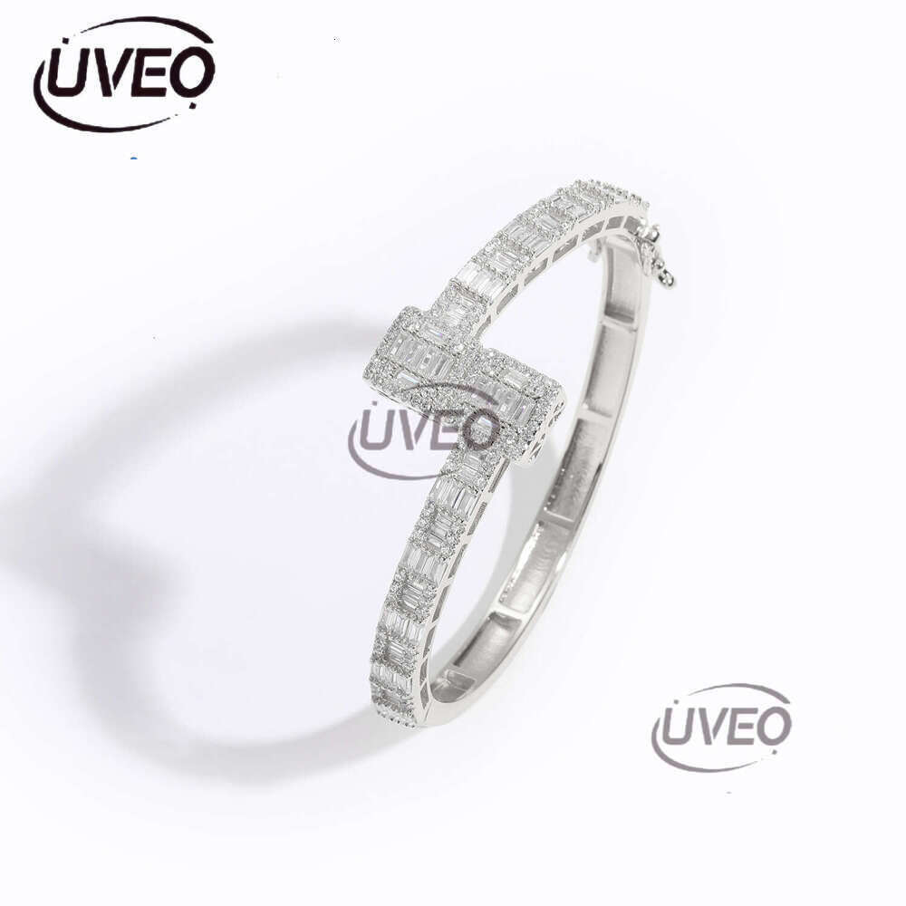 Luxury designer Ice out all VVS Moissanite Hip Hop T-square pure gold electroplated micro-inlaid rings for men and women