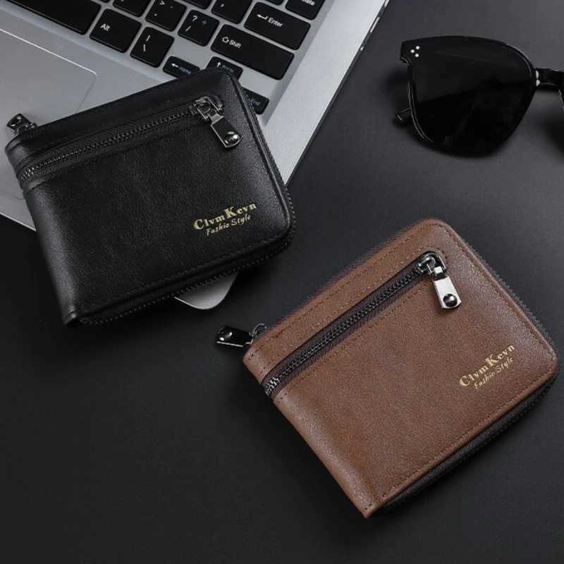 2025 New Mans Short Bifold Wallets Multi Card Fashion PU Leather Wallet High Quality Men Classic Wallet with Coin Bag ZipperT251119