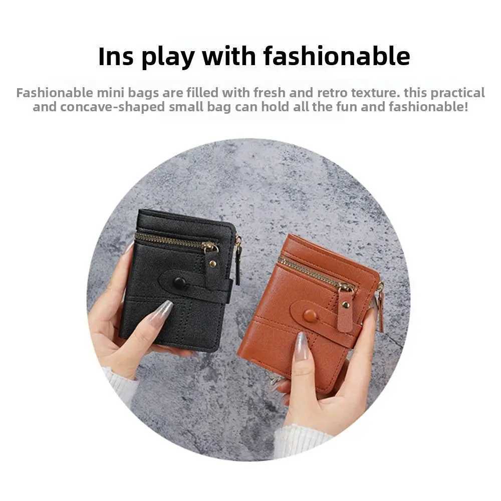 Simple Solid Color Button Wallet Ultra-Thin PU Leather Thin Wallet Short Design Card Clip Ladies UseT251119