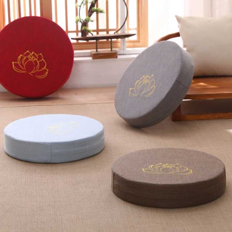 Yoga Meditation Cushion Round Thickened Embroidered Lotus Cushion with Backrest and 406cm Tatami Is Removable WashableM251119