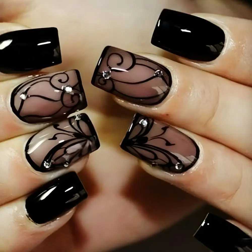 24pcs Short Square False Nails French White Edge Pink Fake Nails Full Cover Nail Tips Press on Nails faux fingernailT251118T251119