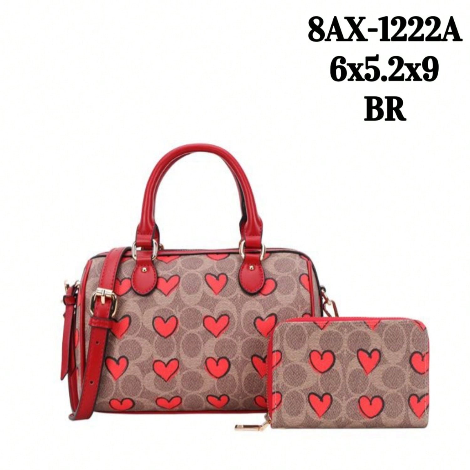 Womens Rowan Satchel In Signature Canvas With Stripe Heart Print
