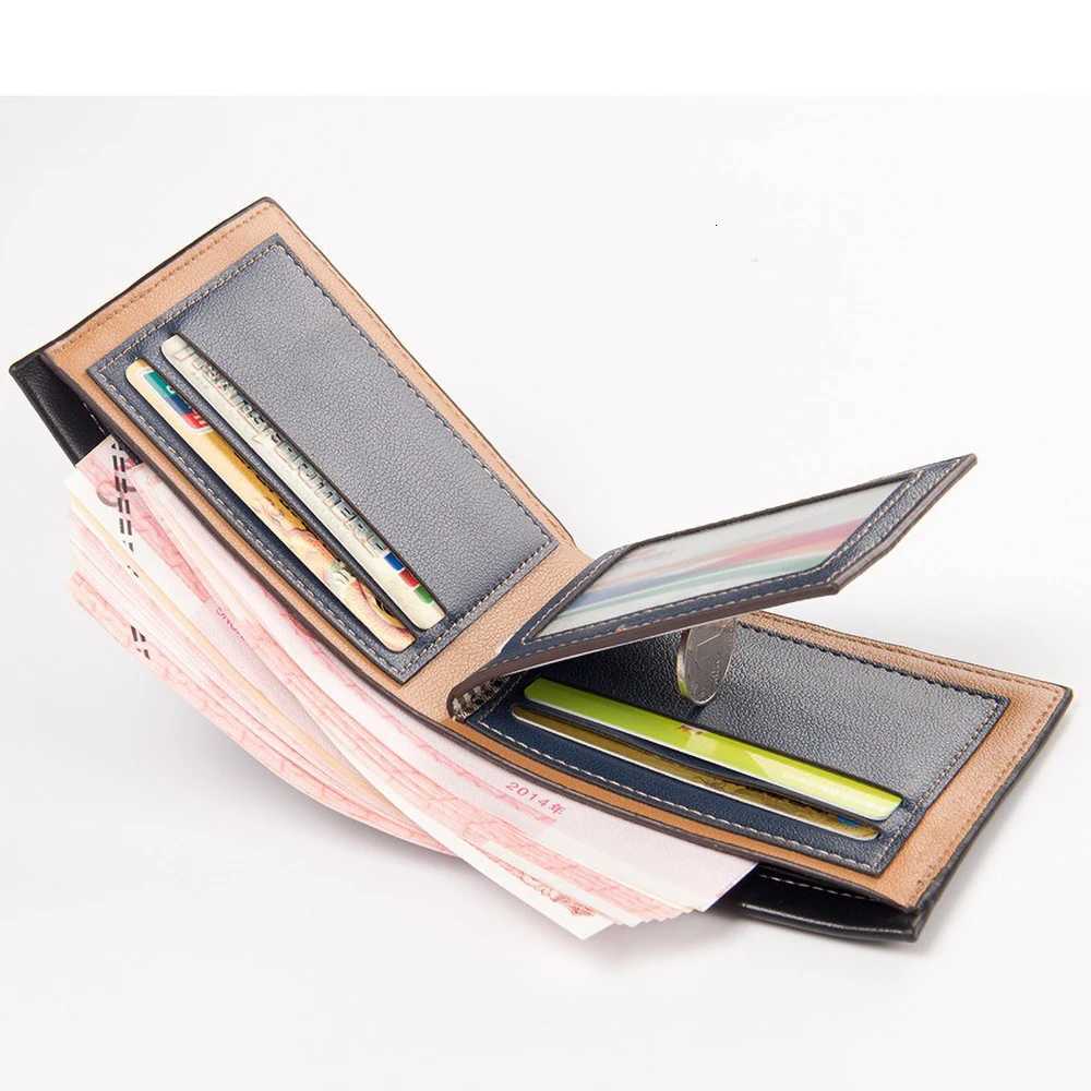 Mens PU Leather Wallet Retro Wood - Grain Bifold Purse with Multiple Card Slots Large Banknote Compartment Fashion MaT251119