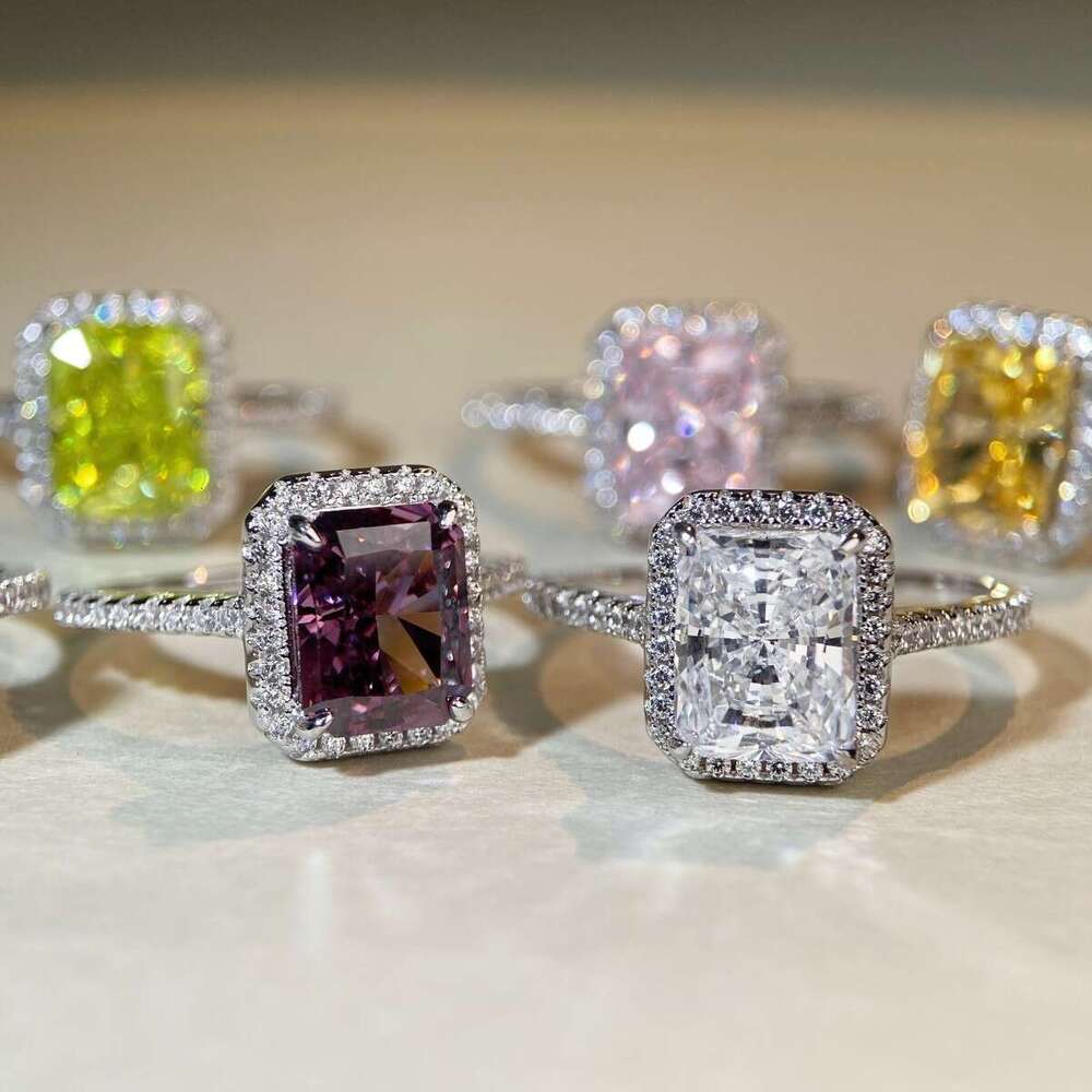 Vintage Boutique 2CT Radiant Diamond 10k white Solid Gold Moissanite Engagement Ring Wedding Bridal Jewelry