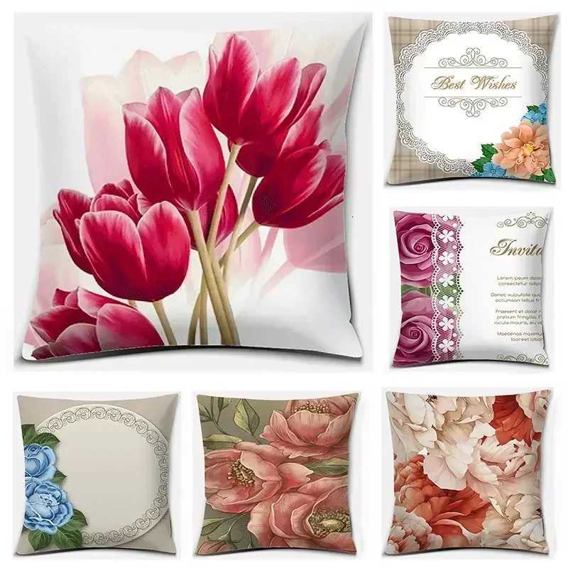 Vintage Flower pattern throw cover with short plush print for living room sofa decoration cushion cover coversM251119