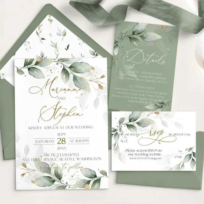 Personalized Wedding Invitation Card Custom 20-100pcs Bride Groom Photo Floral Save the Date Wedding Editable Shower Cards G251119