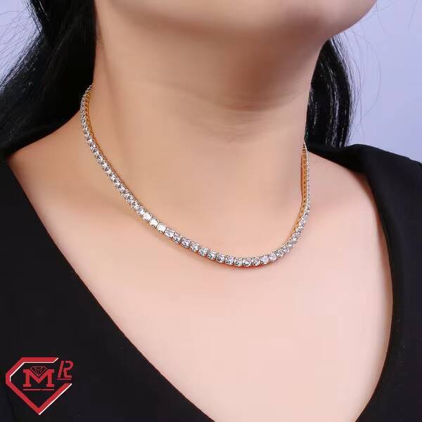 Top Selling Hiphop Tennis Chain 4mm 925 Silver White Pink Blue Colorful Vvs Moissanite Tennis Chain