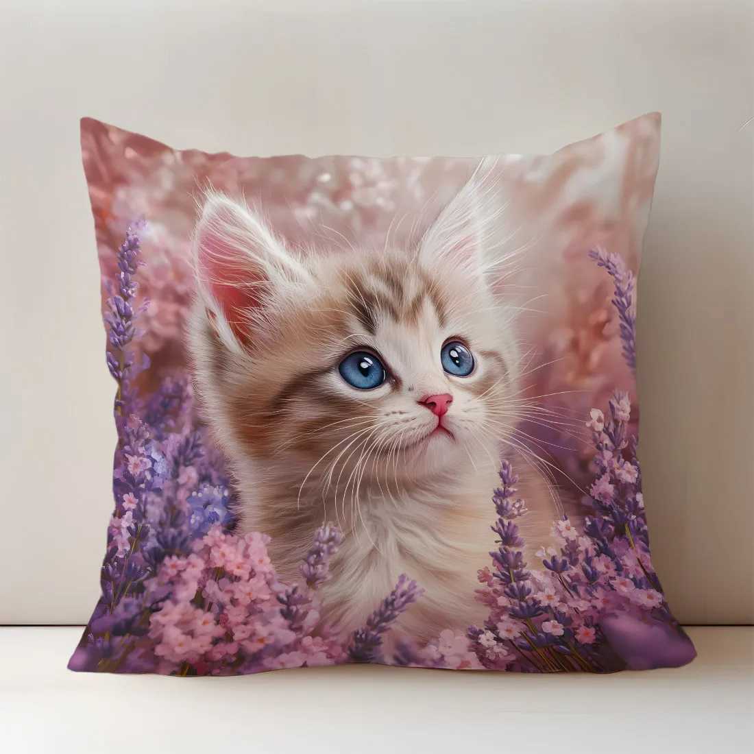 45cm Cute Cat Throw Cover Single Printing Sofa Warm Home Living Room Cushion Cover Sofa Car Decor Cat Lover GiftsM251119