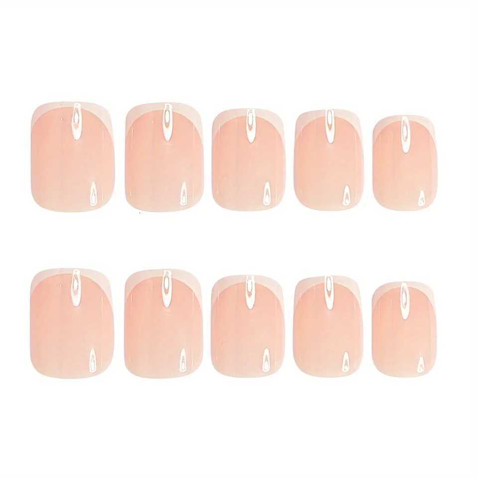 120PCS Short Square White French Simple Shiny False Nails Fashionable Wearable Nails Suitable for Daily Work StudyT251118T251119