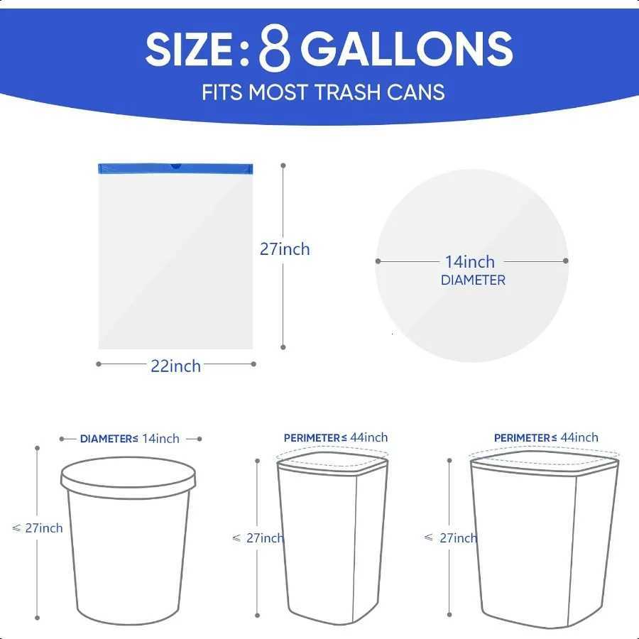 Trash Bag 8 Gallon Medium Drawstring Garbage Bags for 8 Gallon Trash Cans Kitchen Bedroom Bathroom Living room Office Restauran C251119