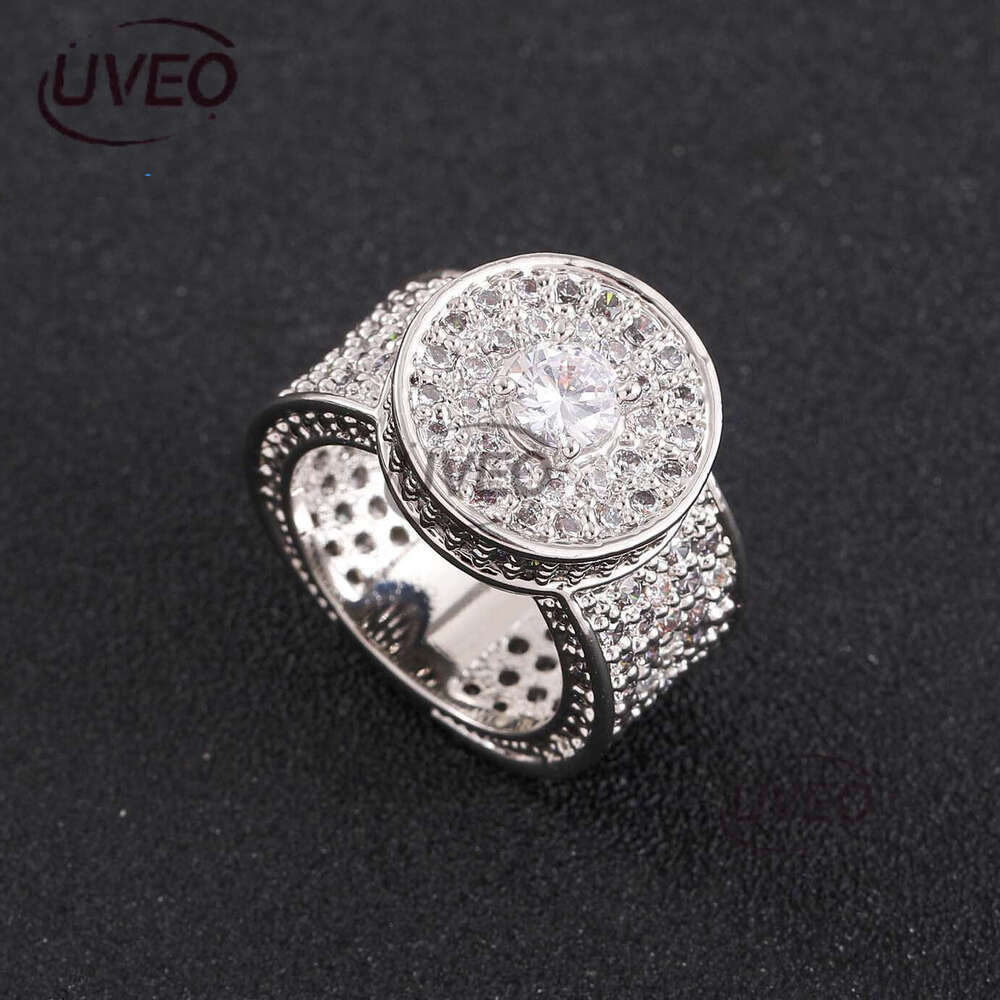 Luxury designer Hip-hop Men's oversize with real gold plating and micro-inlaid ice out VVS Moissanite, hip-hop rings for men and women