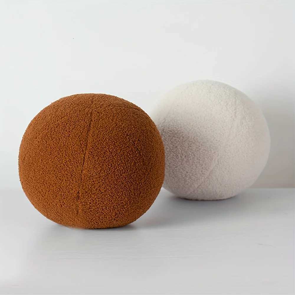 1pc Nordic Style Spherical Cushion Soft Velvet Cushion Solid ColorPlush Sofa Throw Cushion Chair Cushion For Home DecorM251119