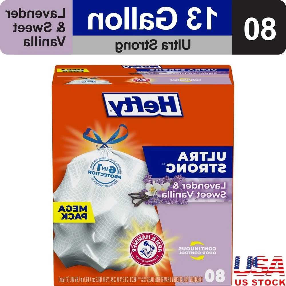 Ultra Strong 13 Gallon Trash Bags Kitchen Odor Control Lavender Sweet Vanilla Scented Drawstring Leak Proof 80 Count C251119