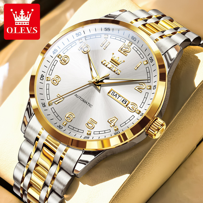 OLEVS Brand Designer Men S Watches Celebrity Endorsements Luxury Outdoor Luminous Waterproof Double Calendar Mechanical Men's Watches Free Shippi