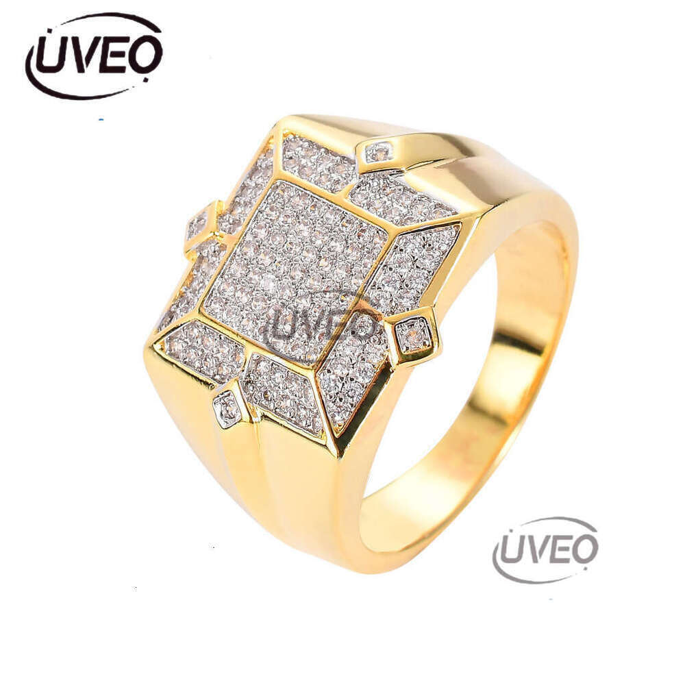Luxury designer square men with ice out VVS Moissanite ring, hip-hop rapper ring free shipping