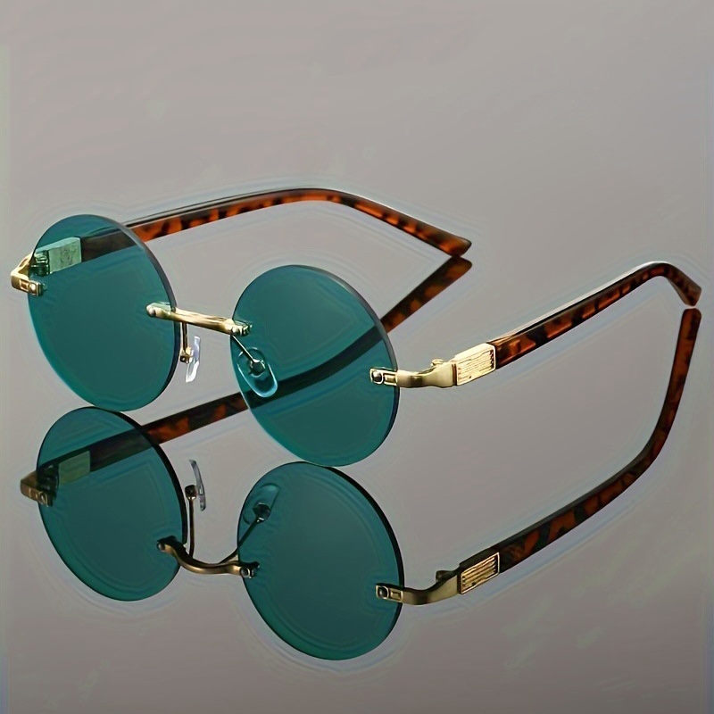 Rimless Round Sunglasses Vintage UV Protection for Men Daily Commute Retro for Women Beach Vacation Punk Style Lightweight for Urban Fashion Y2K Trave