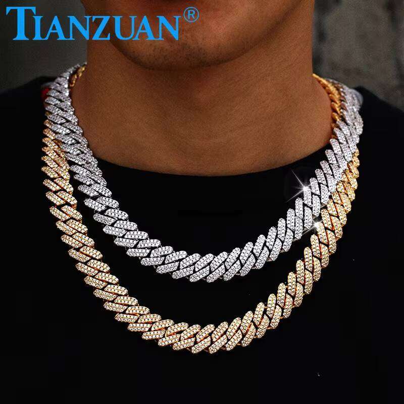 Necklace S Sier 8-20mm Two Rows Cuban Iced Out Hip Hop White Diaspore Chain Jewelry for Men and Women Gift 2f