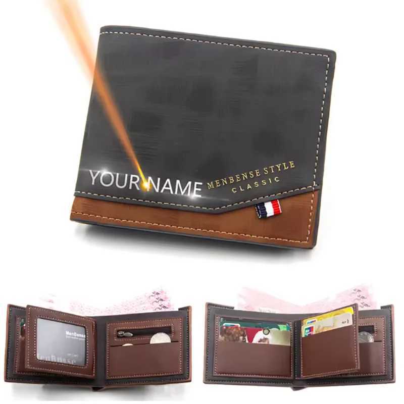 Free Engrave Coin Pocket Small Wallet Card Holder Frosted Men Purses Personalized Custom Name Gift for Christmas Men WalletsT251119