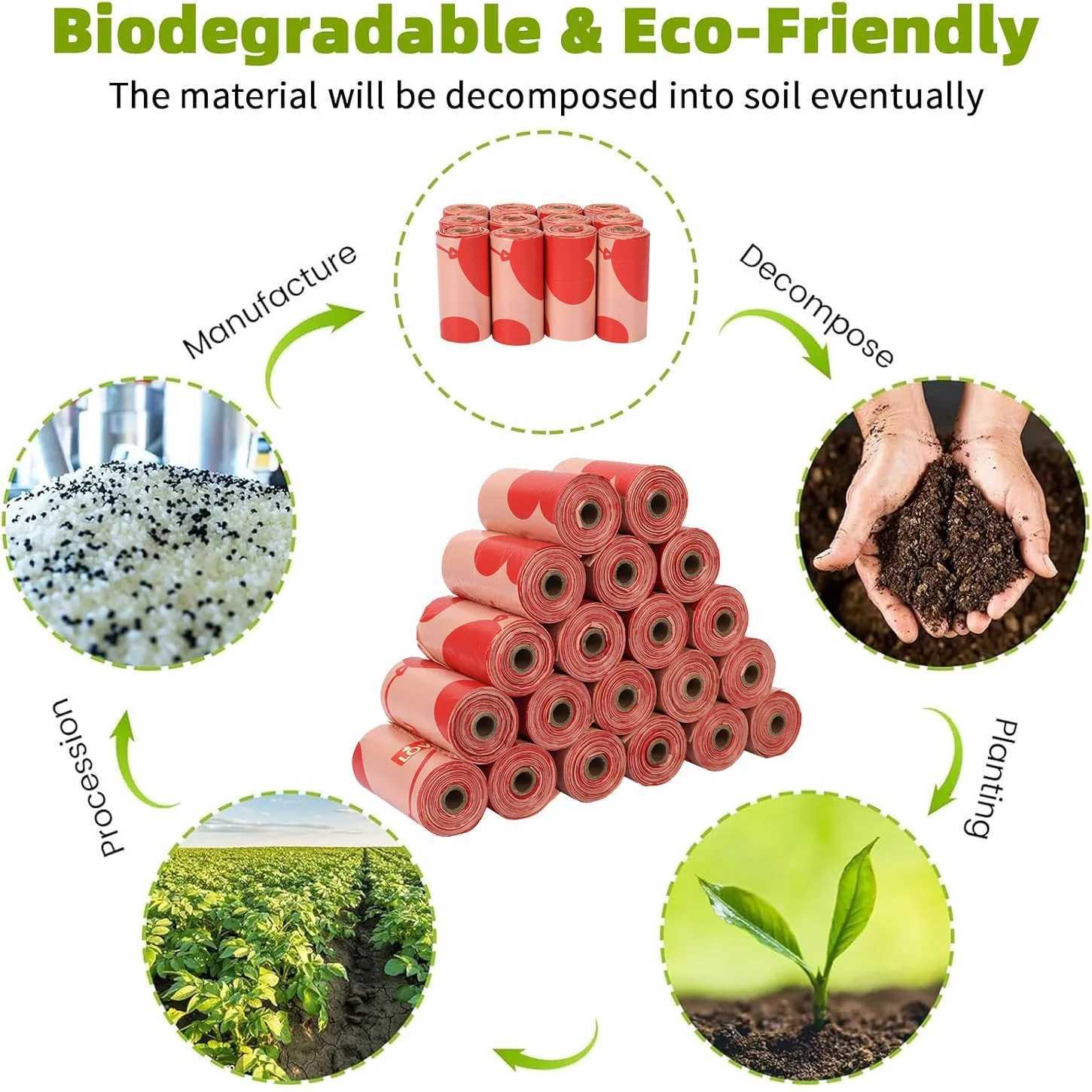 Pet Garbage Bags Biodegradable Dog Cat Litter Pick-up Bags Pet Supplies C251119