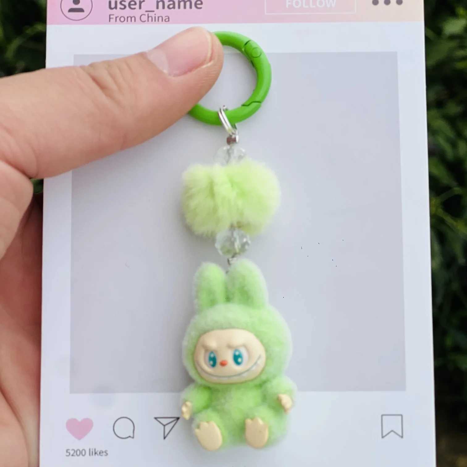 New Mini Plush Sitting Labubu Kawaii Particle Keychain Bag Phone Charm Keychain Gift M250419