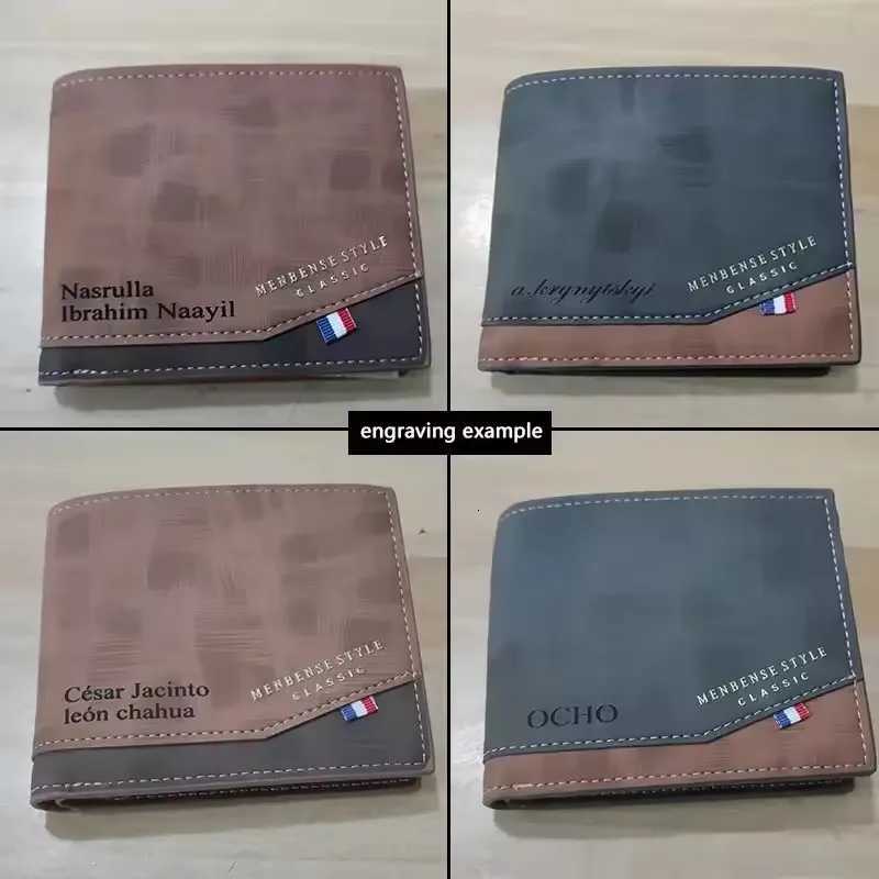 Personalized Custom Name Coin Pocket Small Wallet Free Engrave Men Wallets Card Holder Frosted Men Purses Fathers Day GiftsT251119