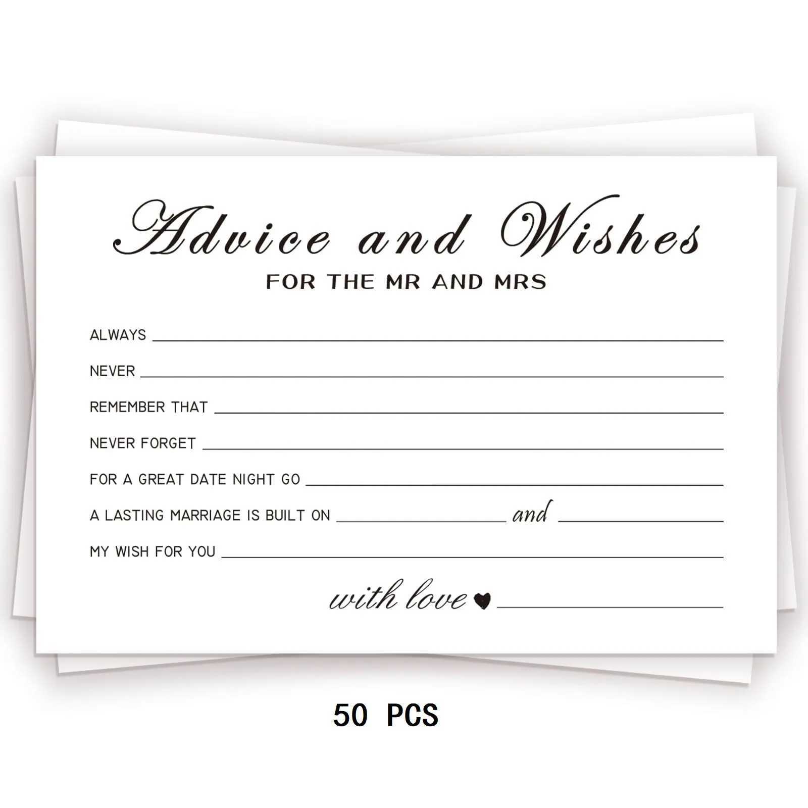 50Pcs Advice Cards Note Marriage Advice Reception Decor Wedding Well es Cards for Bride and Groom Newlyweds Bridal Shower G251119