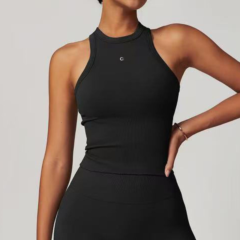 A30 Padded Women Yoga Crop Tank Top High Neck Sports Top with Built in Bra Racerback Workout Tanks for Running Vest