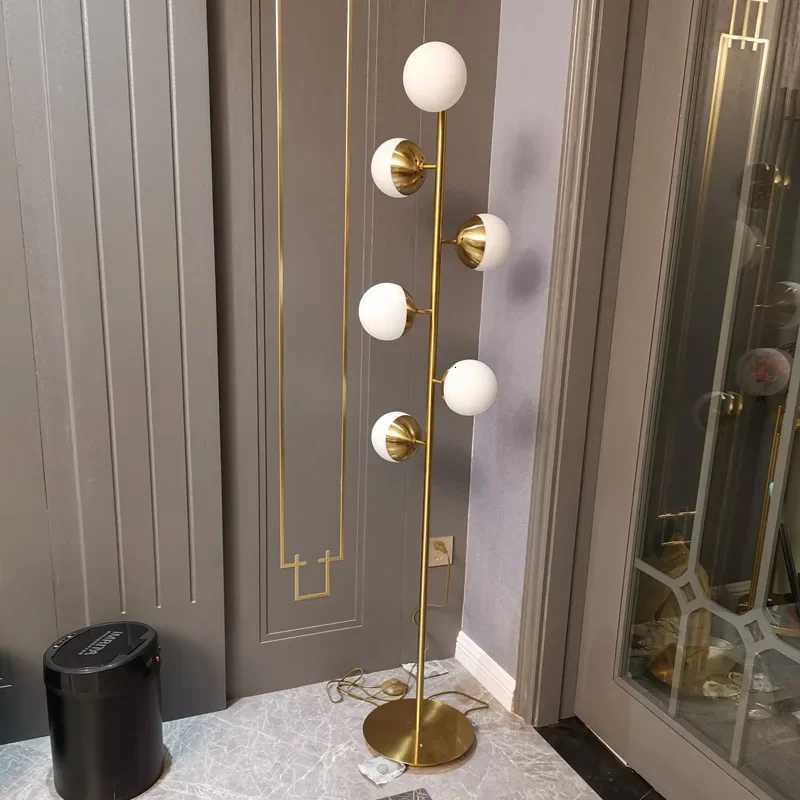 Post Modern Corner Floor Lamp Vertical Bar Glass Ball Floor Lamps for Living Room Nordic Decoration Home Designer Light M251119