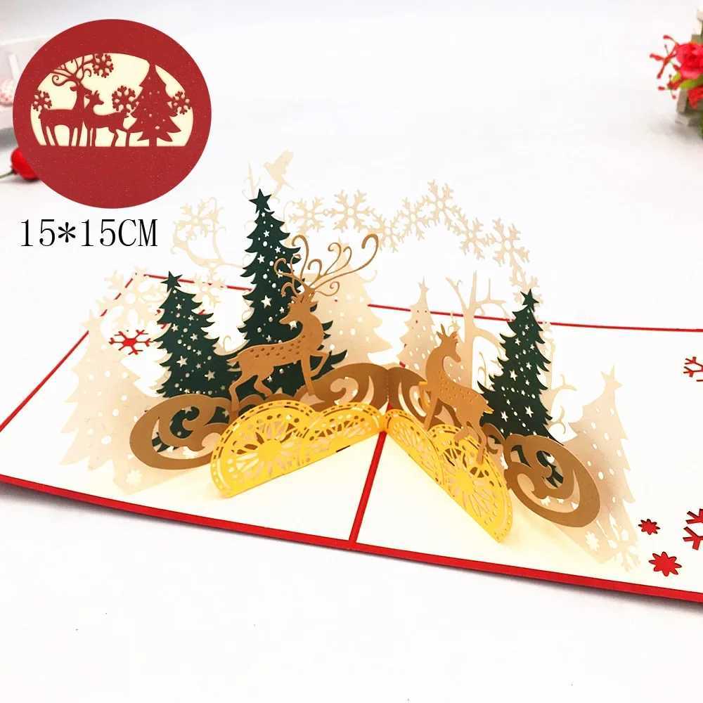 New 3D Pop UP Christmas Cards Santa Invitation Greeting Card Party Children Gifts New Year Thank You Card Holiday Gift Postcard G251119