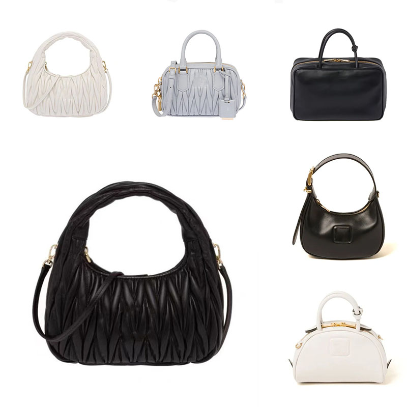 Women Men Shoulder Crossbody Wander Luxury Handbags Half Moon Black Beige Silver Woven