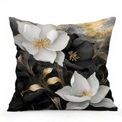 Home Decor Black White Flowers with Gold Accents Covers Pattern Cushion Cover Suitable for Sofa Bedroom Car M251119