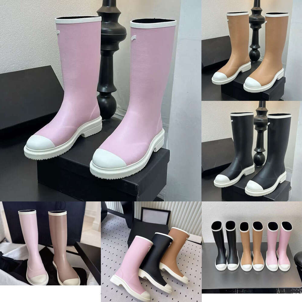 top quality 26c new Luxury Designer Rainboots Women knight Cool tall long non-slip Rubber Sole waterproof rain boot boots fashion shoe shoes