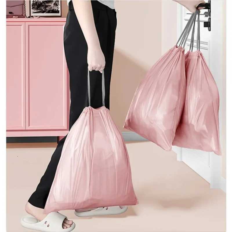 100pcs/Roll Durable 45x43cm Drawstring Trash Bags Portable Affordable Large Garbage Bag Thickened Trash Bags Household Use C251119