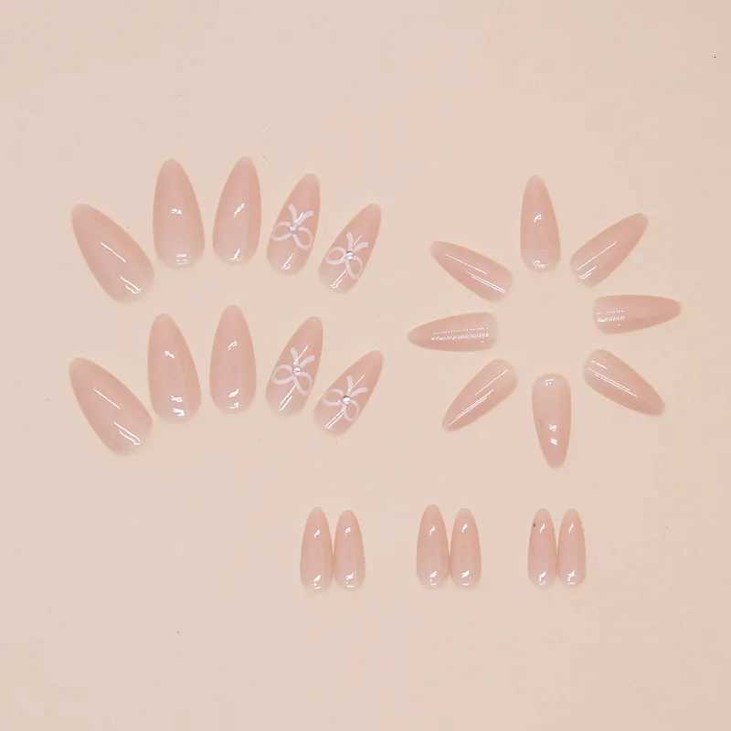 24 simple pink cute and sweet pressed nails suitable for women and girls nail decoration1 jelly gel1 nail fileT251118T251119