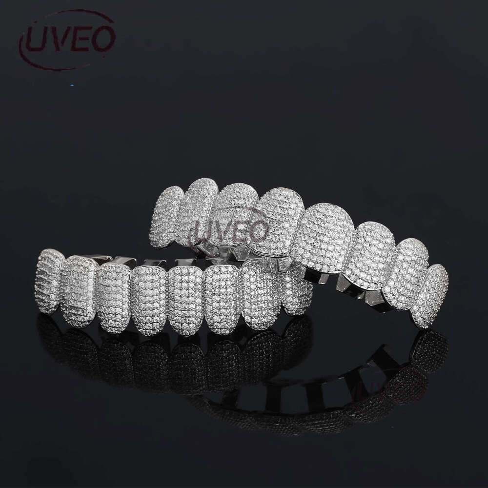 new micro inlaid eight sterling silver ice out VVS Moissanite gold braces Grill Cool men's hip hop Free delivery