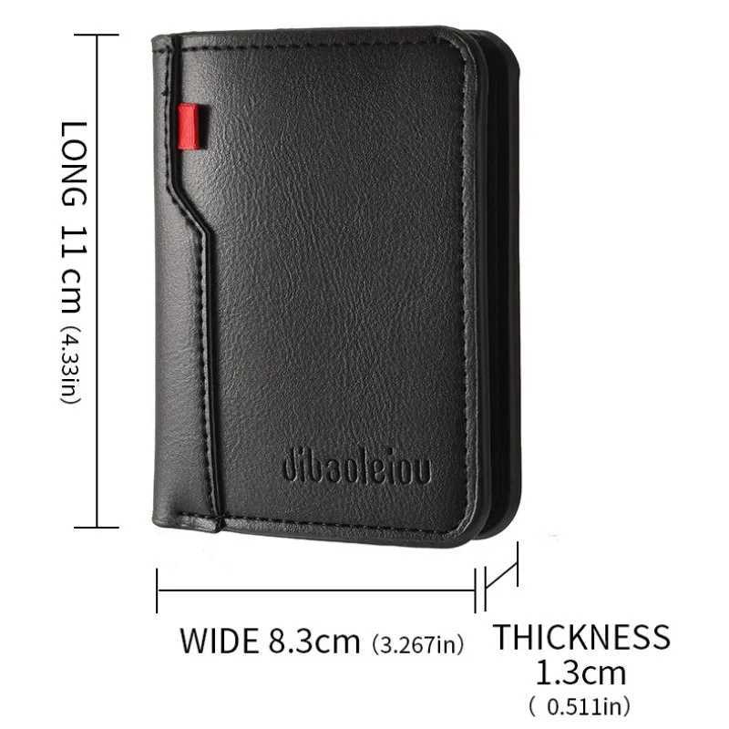 2025 New Mens Retro Style Slim Mini Vertical PU Leather Wallet for Men Ultra Thin Compact Card Holder Cash Pocket PortableT251119