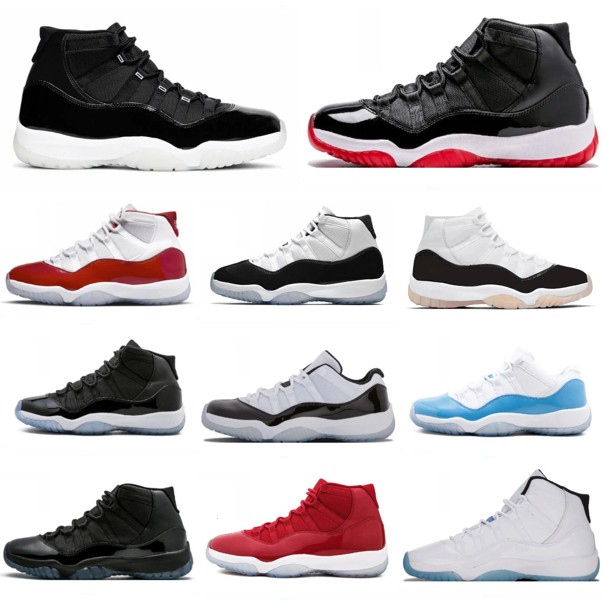Trainers 11 J11 Basketball Shoes Jump Mens Women 11s Jubilee RetroES Cherry Cap And Gown Bred Space Jam Gamma Blue 45 High Low Brand Designer Outdoor Jogging Sneakers