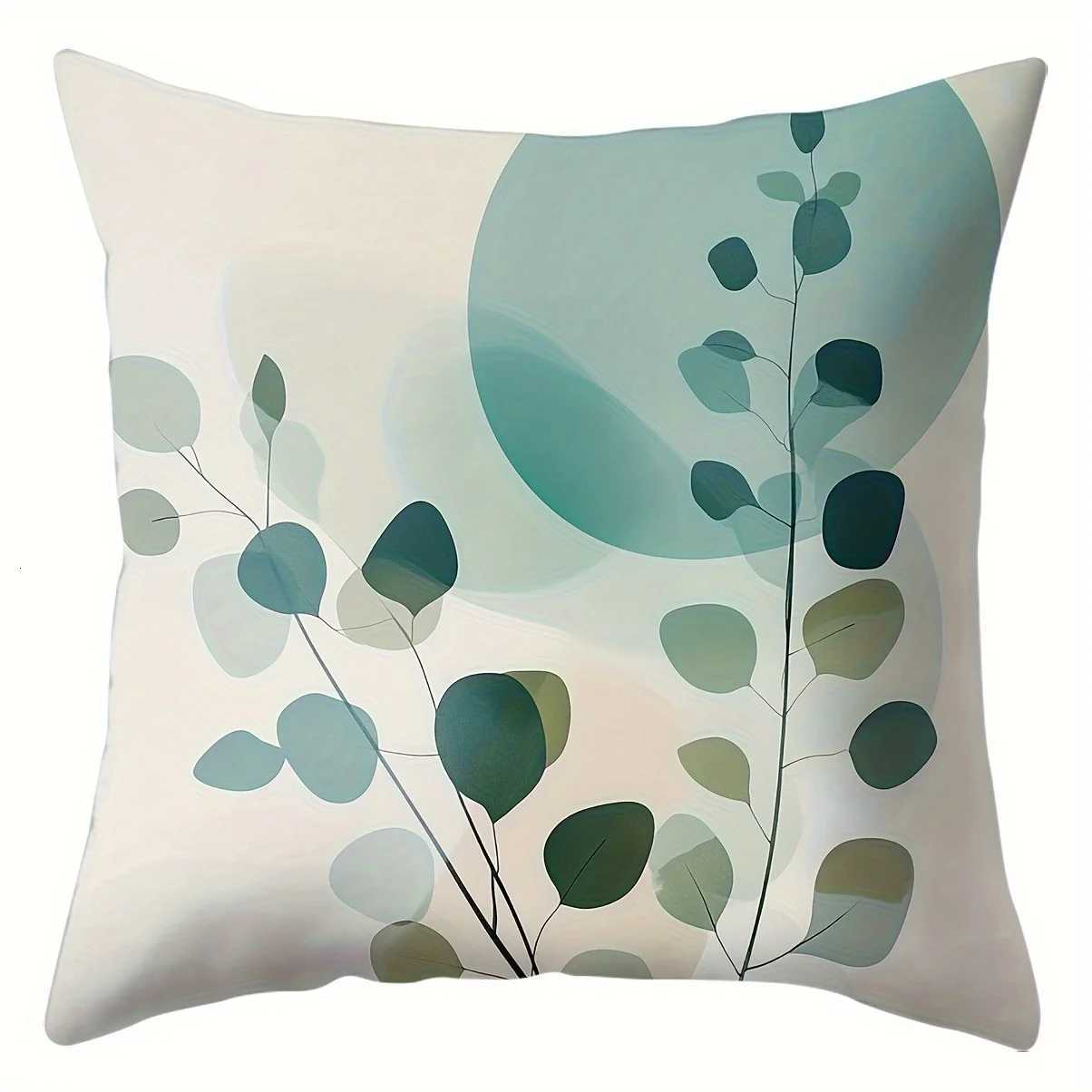 4pcs Bohemian Abstract Pattern Throw Covers Modern Cyan and White Design Comfortable and Fashionable Machine WashableM251119