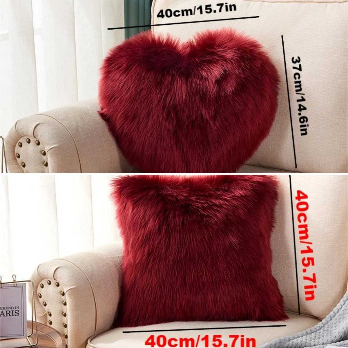 1pc Heart/Square Shaped Throw Cushion Long Plush Cushion Pad Fluffy Soft Comfortable For RoomM251119