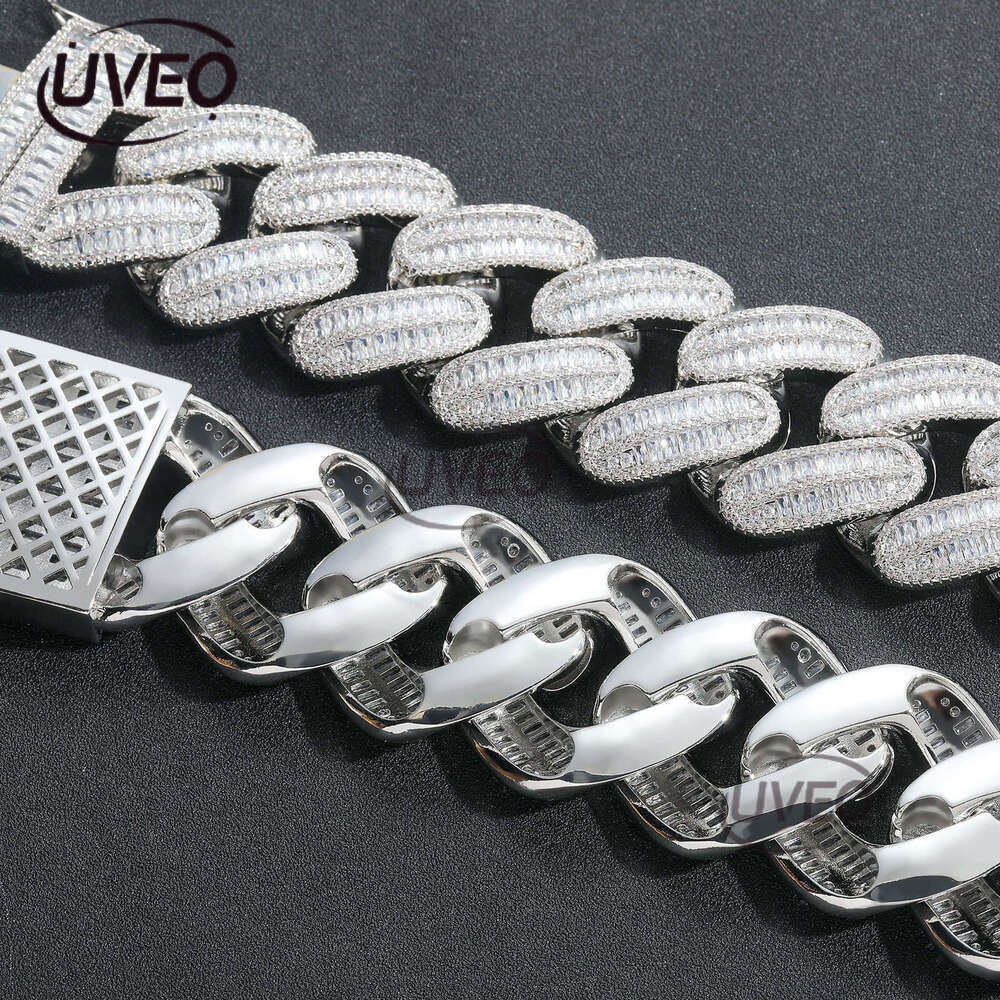 Luxury designer 40mm Cuban Chain Ice out VVS Moissanite Sterling Silver Gold Plated Men's Hip Hop Necklace with free shipping