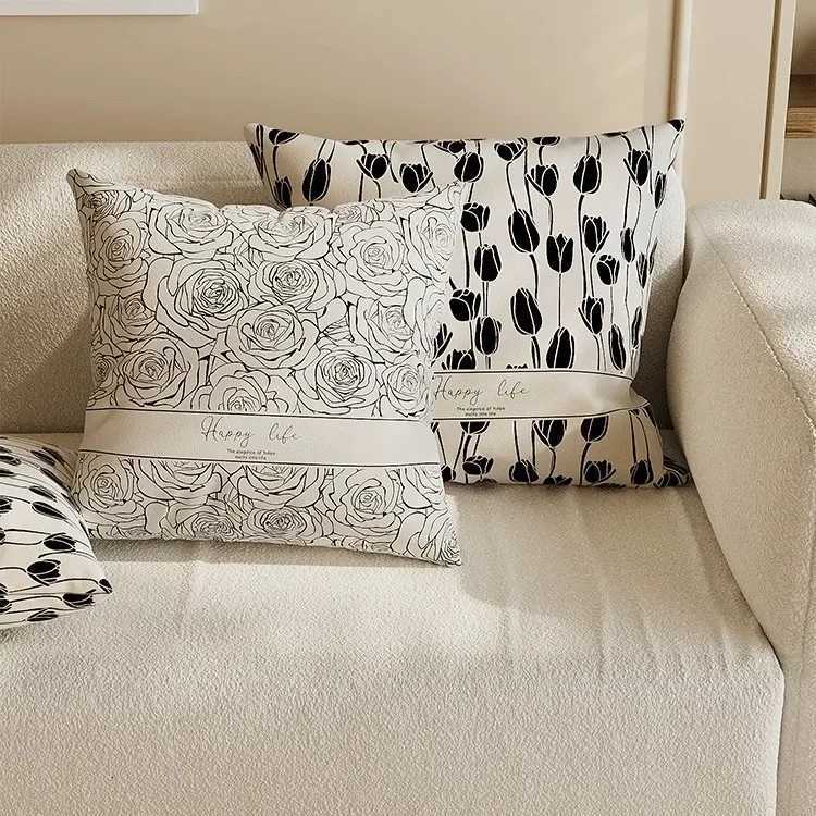 Light luxury high-end beige cover abstract art modern simple living room sofa model room coverM251119