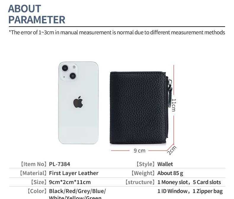 Fashion Ultra Thin Short Wallet RFID Genuine Leather Wallet for Men Card Bag Womens Wallet Zipper Coin Purse Credit Card HolderT251119