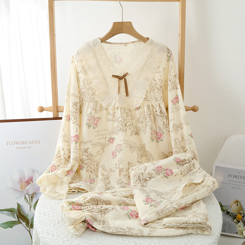 B171-Women's Korean style pajamas short sleeve shorts sweet and cute round neck loose large size home clothes two-piece set can be worn outside i