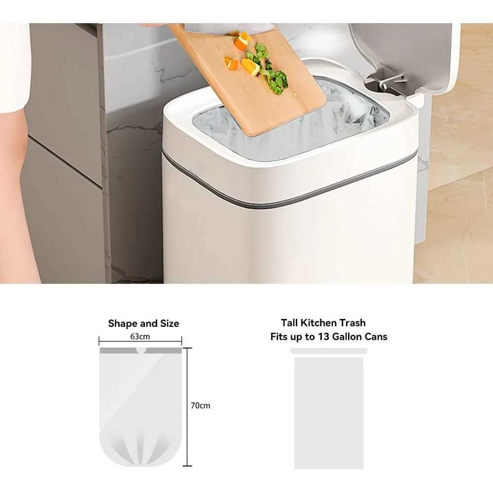 13 Gallon Trash Bags Drawstring Pack of 28 Garbage Bags for Kitchen and Home Use 63x70cm Size 12g/pcs Unscented White C251119