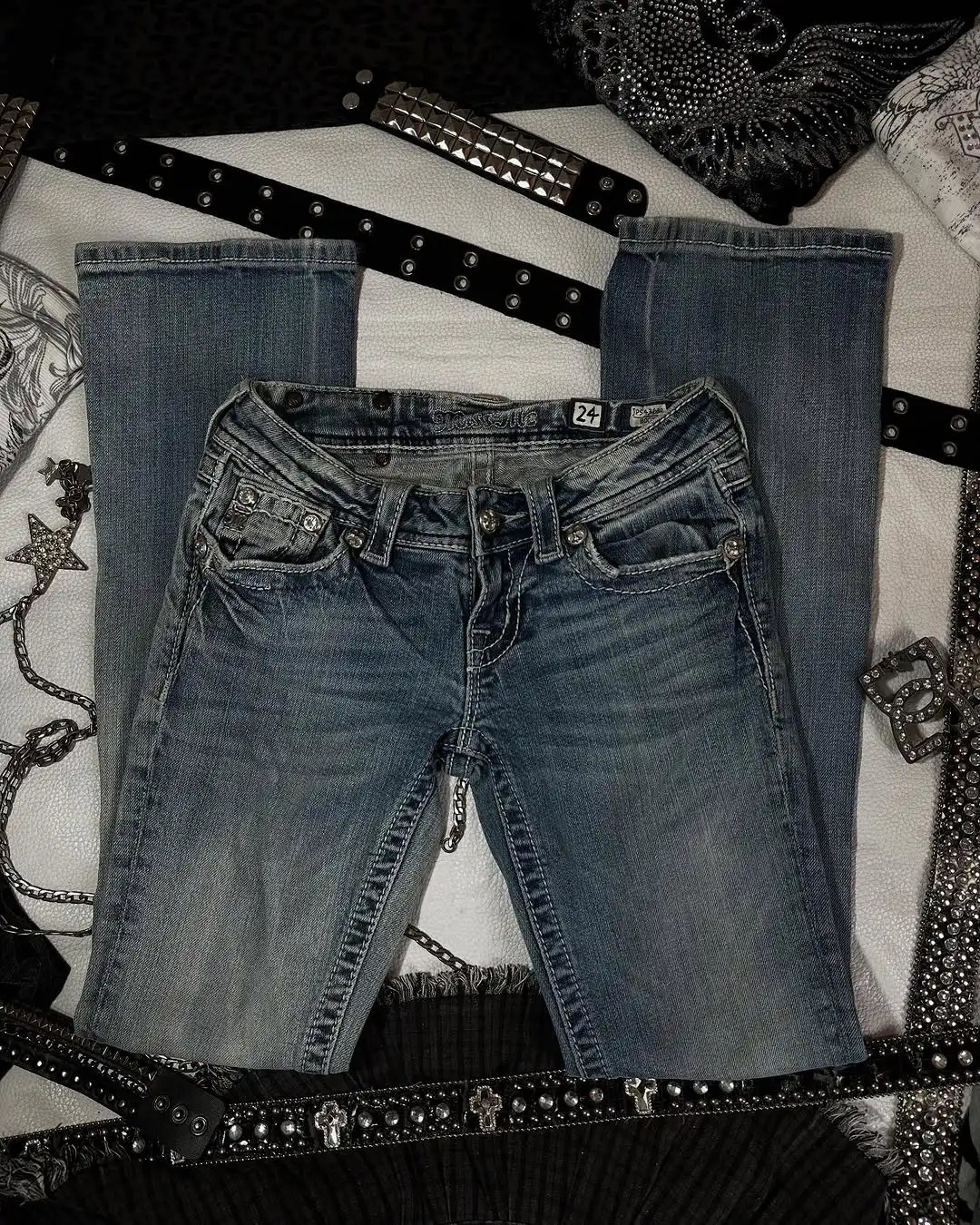 Millennial Embroidered Low Rise Jeans Stylish Y2k Girl Mopping Jeans Fashion Retro Slim Fit Trousers Streetwear Women 250418