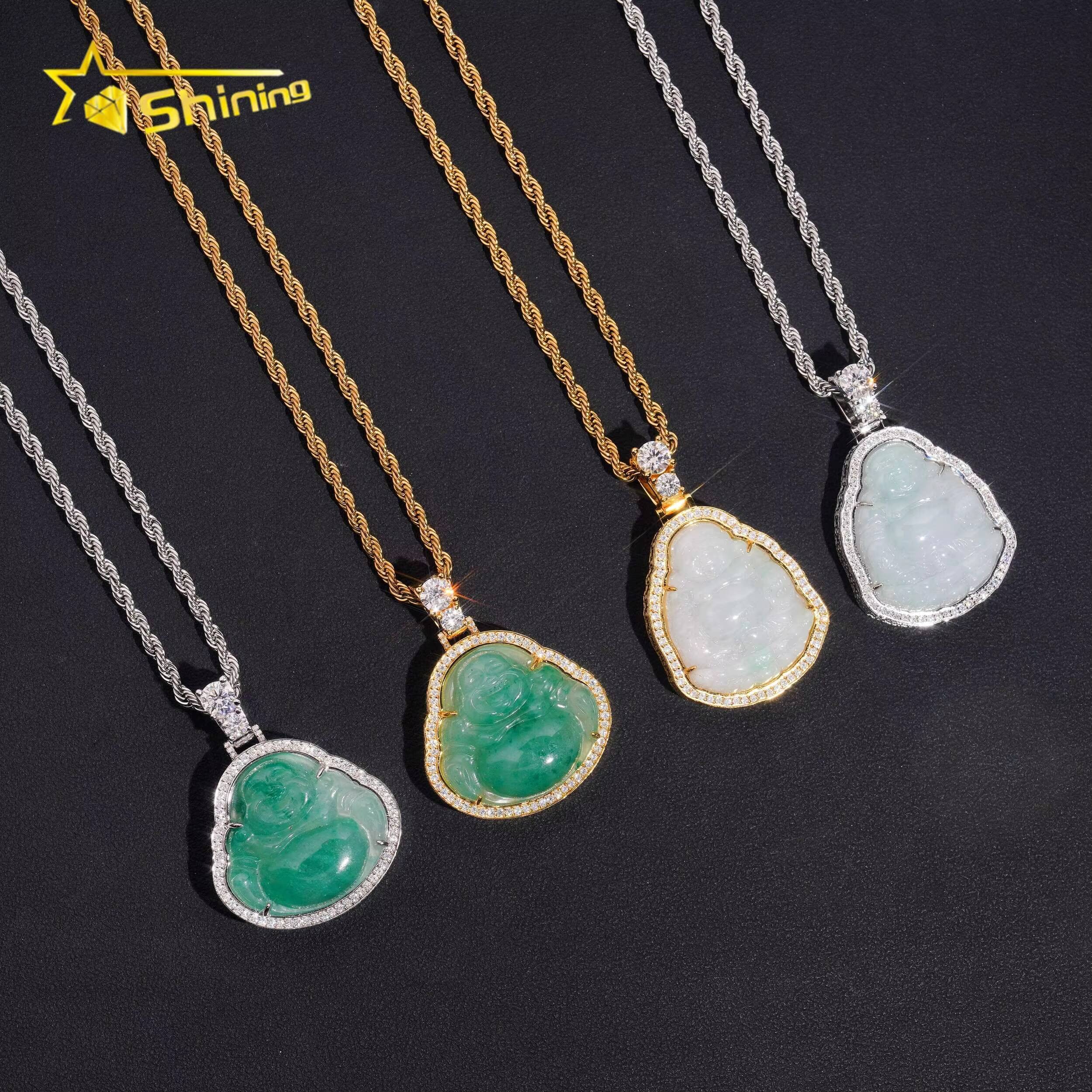 Hot Selling Jade Pendant Collection Hip Hop Pass Diamond Tester 925 Silver Iced Out Moisaanite Buddha Pendant