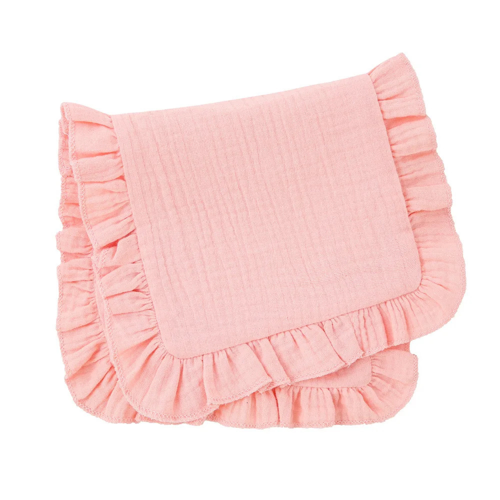 Wholesale plain weave ruffled Burp pads made of 100 pure cotton baby fabric 250414z
